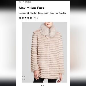 Maximillion Furs- Beaver & Rabbit Fur Coat with Fox Fur Collar